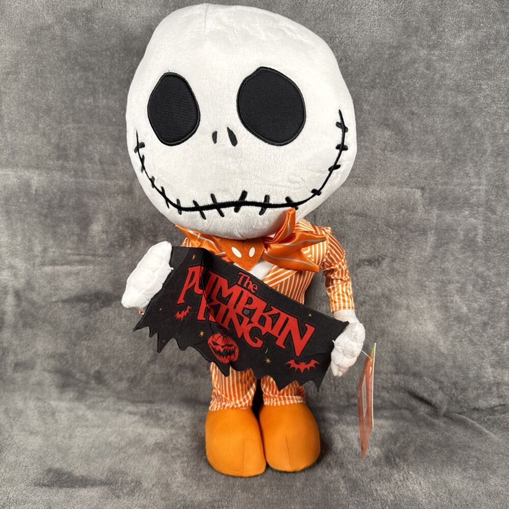 Disney Jack Skellington Halloween Greeter Plush Doll The Pumpkin King 18 inches